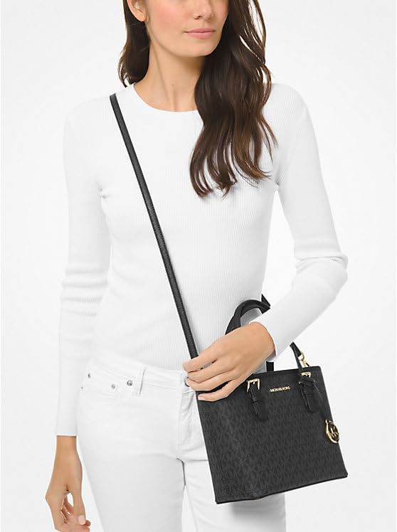 Michael Kors XS Carry All Jet Set Travel Womens Tote (BLACK SIG/GOLD)