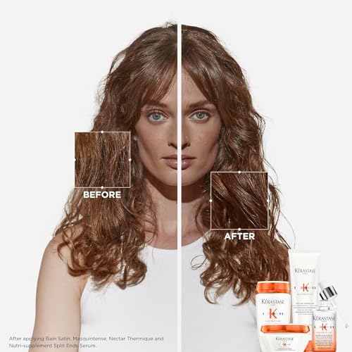 KÉRASTASE Nutritive Gentle Hydrating Shampoo for Dry Hair - Nourishing Protein Formula with Niacinamide, Moisturises, Softness and Restores Thickness and Shine, Bain Satin, 8.5 Fl Oz