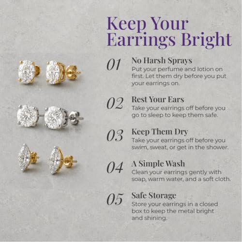 Diamond Earrings for Women | 1/6 CTTW Lab Created Small Diamond Studs