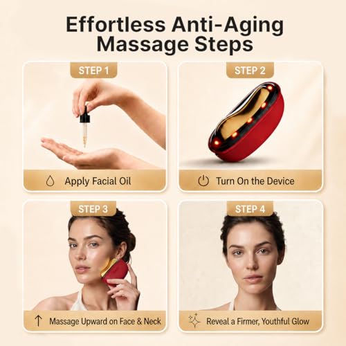 ZDEER GS5 Electric Heated Gua Sha Tool, Red Light Face Massager, Red
