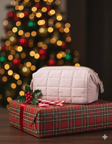 BAGSMART Makeup Bag Travel Toiletry Bag, Wide-open Zipper Pouch, Pink