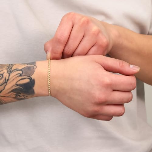 Nuragold 14k Real Yellow Gold Rope Chain 2mm Diamond Cut Bracelet or Anklet - 7"