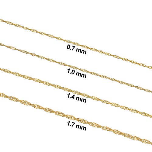 Womens Classic Singapore Chain - 10k Yellow Gold Chain Necklace, Finish