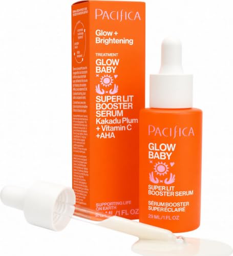 Pacifica Vitamin C Serum for Face – Glow Baby Brightening Facial Serum with Glycolic Acid – Vitamin C Booster Skin Care, Dark Spot Corrector, Vegan Skincare for Glowing Skin, Dermatologist Tested