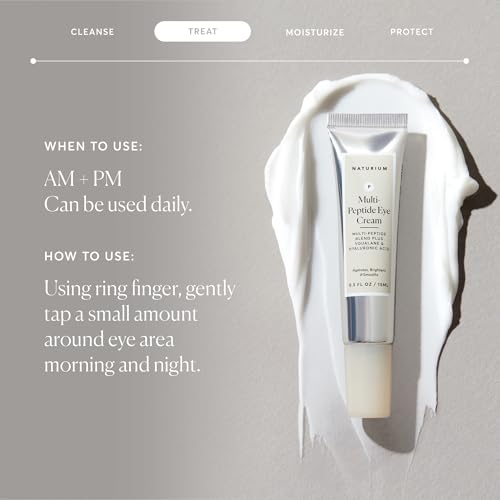Naturium Multi-Peptide Eye Cream, Smoothing & Anti-Aging Skincare, with Squalene & Hyaluronic Acid, 0.5 oz