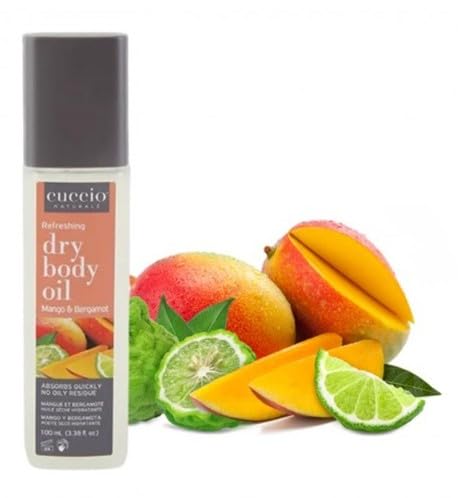 Cuccio Naturale Hydrating Dry Body Oil – Mango & Bergamot, 3.38 fl oz – Fast-Absorbing Lightweight Moisturizer for Smooth, Radiant Skin – Non-Greasy Nourishing Formula with Sunflower & Jojoba Oils