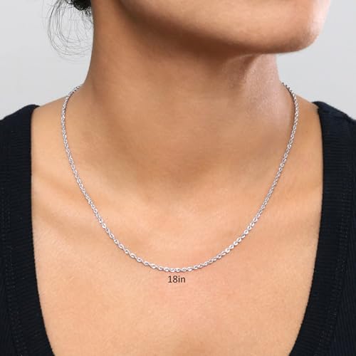 Nuragold 10k Real White Gold Rope Chain Solid Diamond Cut Necklace - 1.5mm - 18"