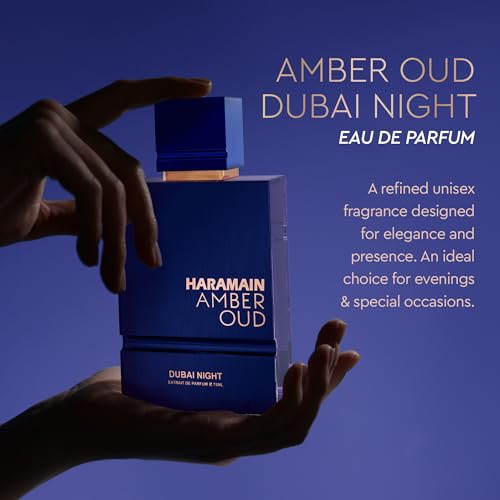 Al Haramain Amber Oud Eau de Parfum 75ml + ATOMIZER – Dubai Night – Unisex Ladies & Mens Cologne – Men/Women's Cologne Spray – Perfume for Men & Women: Amber, Bergamot, Vanilla, White Musk (2.53 oz)