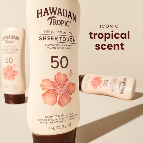 Hawaiian Tropic Sheer Touch SPF 50 Sunscreen Lotion, 8 Fl Oz (2 Pack)