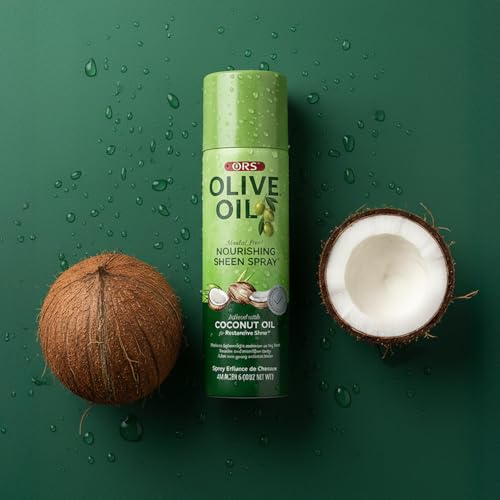 ORS Olive Oil Nourishing Sheen Spray infused with Coconut Oil 10 Ounces (Pack of 4)