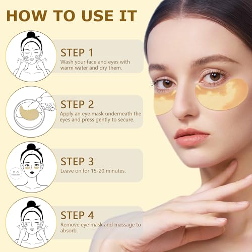24k Gold Vitality-Fill Eye Patches (30 Pairs)|Anti-Aging Hydra-Gel Under Eye Patches, Boost Lift & Firm the Look of the Eye Area|Eye Patches for Puffiness,Bags,Dark Circles Under Eyes|Gold Pure Luxury