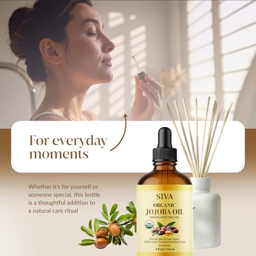 SIVA ORGANICS Jojoba Carrier Oil with Dropper, 4 Fl Oz (118 ml)