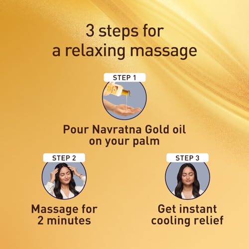Navratna Gold Ayurvedic Hair Oil | with 24K Gold & 9 Ayurvedic Herbs | Lightweight, Non-Greasy & Fast-Absorbing | Relaxing Head Massage Oil | Deeply Nourishes Hair | 16.91 Fl Oz (500ml)