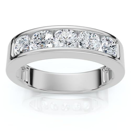P3 POMPEII3 Pompeii 1 1/4ct Diamond Wedding Ring Channel Set Mens Ring 14k White Gold - Size 10