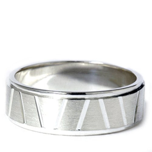 P3 POMPEII3 Pompeii Mens 14K White Gold Greek Key Wedding Ring Band New - Size 7.5