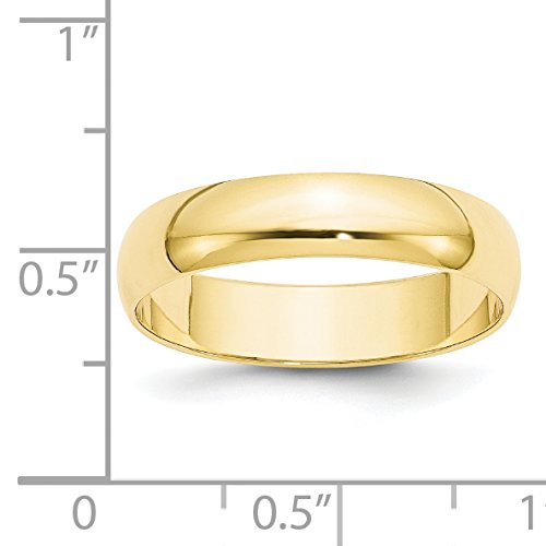 Solid 10k Yellow Gold Ring - Classic Half Round Wedding Bands for Women and Men - Polished 5mm Lightweight Wedding Band for Marriage, Size 10.5 - Timeless Anniversary Ring for Couples