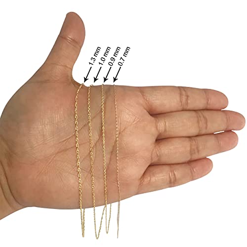 Kooljewelry 10k Yellow Gold Barely-There Necklace, Thin Lightweight