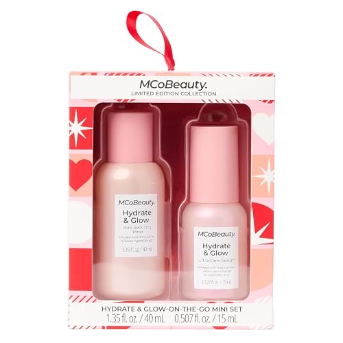 MCoBeauty Hydrate & Glow-On-The-Go Mini Gift Set - Pore Reducing Toner & Ultra-Dew Glass Skin Serum Duo with Niacinamide & Hyaluronic Acid – Travel Skincare Set for Radiant, Plump, Hydrated Skin