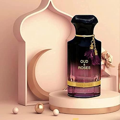 AHMED Oud & Roses 60mL Unisex Oriental Perfume for Men and Women a Woody Floral Oriental Fragrance with Oudh (Frankincense) and Rose Accords
