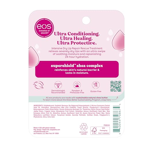 eos The Hero Lip Repair, Extra Dry Lip Treatment, 24HR Moisture, Natural Strawberry Extract, 0.35 fl oz, 2-Pack