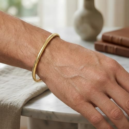 Floreo 14k Yellow Gold 3.4mm Stretch Mesh Slip-on Bracelet, 7 Inch