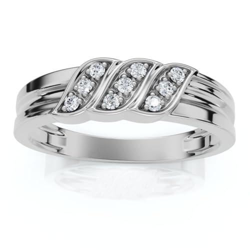 Pompeii Men's Diamond Wedding Ring 10K White Gold High Polished Band - Size 10