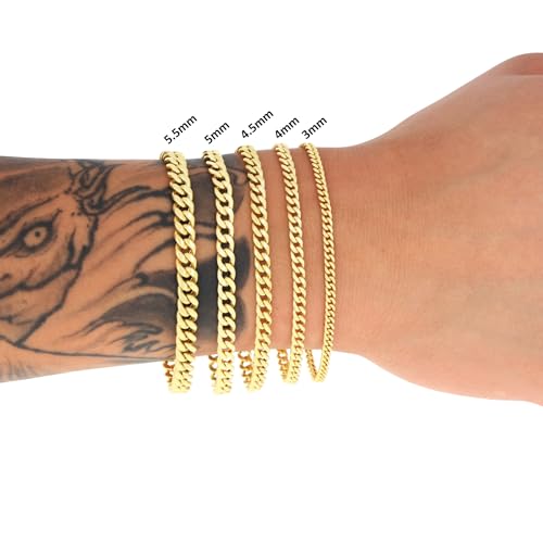 Nuragold 14K Real Yellow Gold Miami Cuban Link Chain Bracelet Men & Women - 8.5",11mm