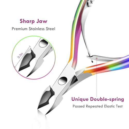 Cuticle Trimmer Cuticle Remover with Cuticle Pusher, XUNXMAS Professional Stainless Steel Durable Pedicure Manicure Tools Cutter Nipper Scissor Clipper for Fingernails and Toenails Dead Skin
