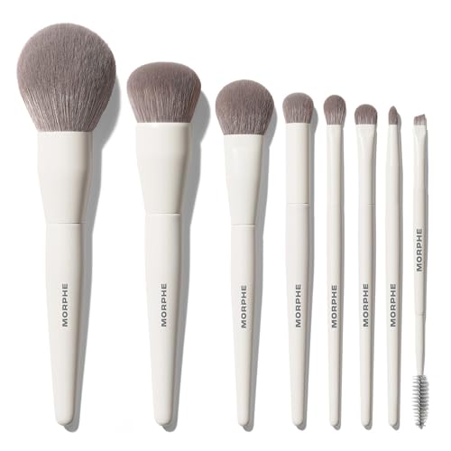 Morphe Best of Blends 8 Piece Makeup Brush Set - Face and Eye Makeup Brushes for Foundation, Concealer, Powder, Blush, Eyeshadow & Brows - Professional Brush Kit (8 ct)