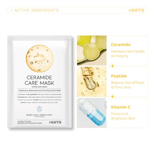 #OOTD Hydrating Soothing Sheet Masks with Collagen,Ceramide,Cica(30-Pack)