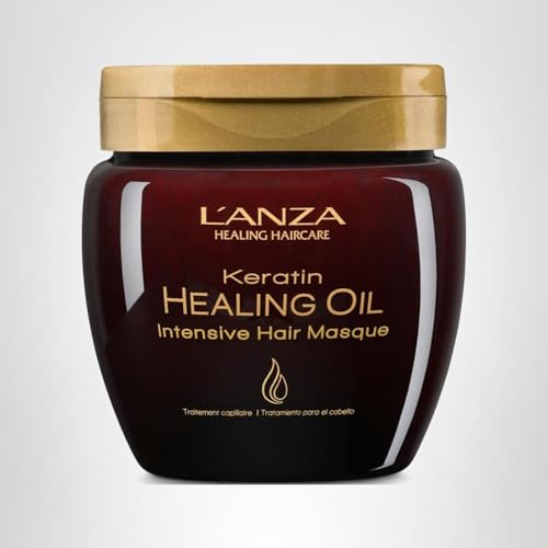 L'ANZA Keratin Healing Oil Intensive Hair Masque Deep Conditioning Mask, Restores Moisture, Repairs Damage, Improves Elasticity, Softness & Shine, Color Safe Anti-Humidity, Sulfate Free (7.1 Fl Oz)