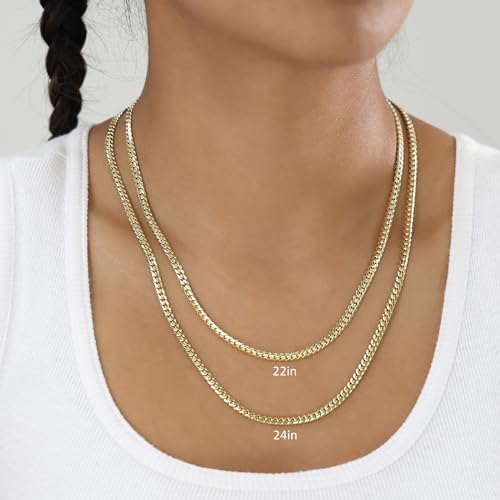 Nuragold 14k Real Yellow Gold Miami Cuban Link 4mm Solid Chain Necklace - 28"