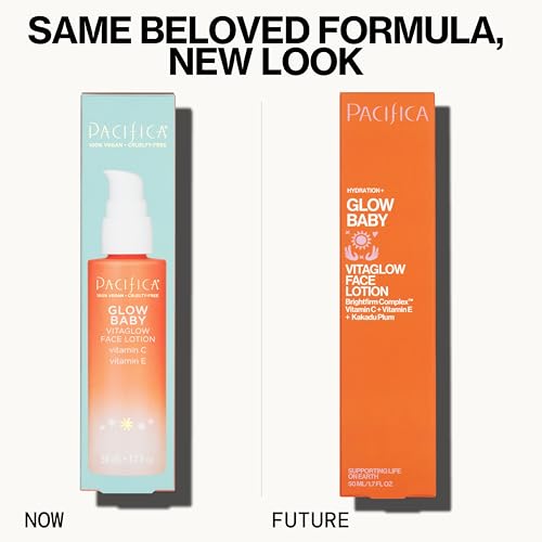 Pacifica Beauty Glow Baby VitaGlow Face Lotion and Brightening Face Wash Set, Skincare, Vitamin C and E, AHA, Exfoliator, Cleanser, Hydrating, Moisturizer, Vegan, 1.7 fl oz and 5 fl oz (Set of 2)