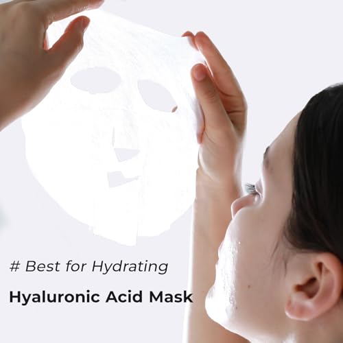 +WIS+ Hyaluronic Acid Face Mask 24 EA with Hyaluronic Acid Serum and Vitamin B5, Facial Mask for Dry Skin, Anti-Aging Mask to Plump and Repair Dehydrated Skin, Safe on Sensitive Skin,gifts for women