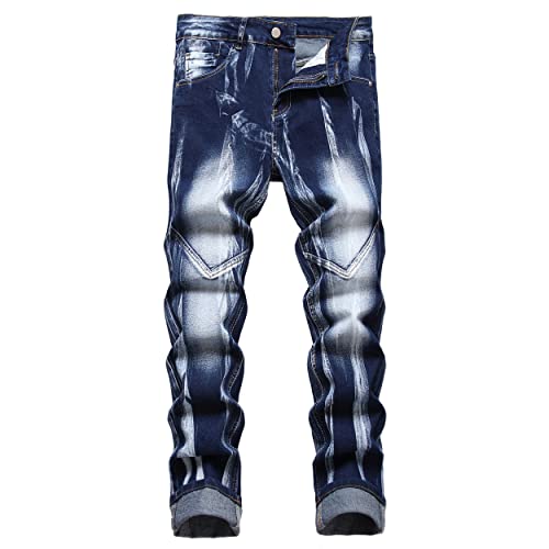 JUNBAOSS Men's Slim Fit Stretch Jeans Ripped Skinny Jeans for Men, Distressed Straight Leg Fashion Comfort Flex Waist Pants