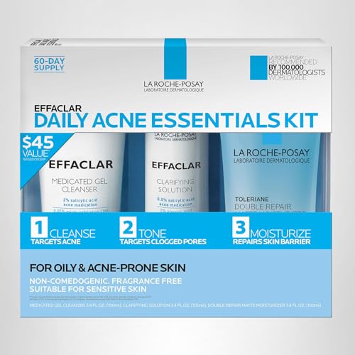 La Roche-Posay Effaclar Daily Acne Kit with Cleanser, Toner & Moisturizer