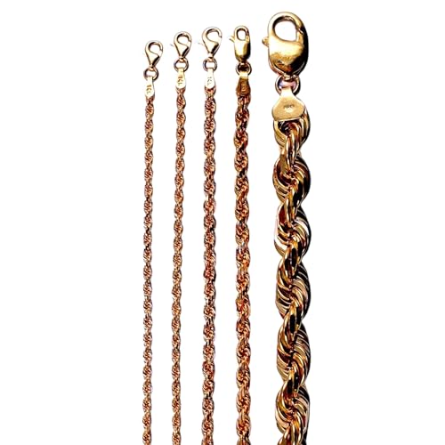 14K Rose Gold SOLID Rope Chain Necklace Bracelet Diamond Cut Men Women Jewelry 3.5g | 2.5mm | 7 Inches | MADE IN ITALY