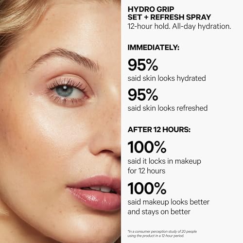 Milk Makeup Hydro Grip Set + Refresh Spray with Hyaluronic Acid – Sets Makeup + Hydrates Skin for Up to 12 Hours – Long-Lasting, Alcohol-Free Facial Mist for Dewy, Radiant Skin – 3.38 oz