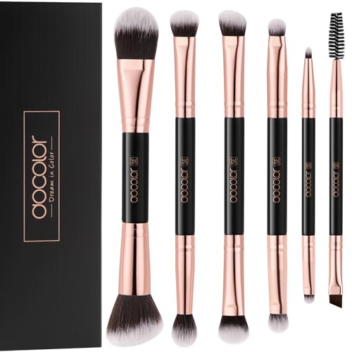 docolor 6 Piece Dual-Sided Eyeshadow Brushes - 12 Functions in 1 Set