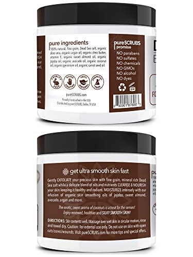 pureSCRUBS Premium Coconut Body Scrub Set, Exfoliating Dead Sea Salt Scrub