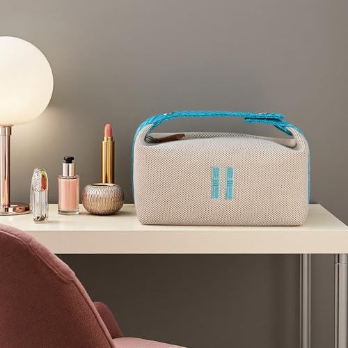 Sluxa NEW Makeup Bag - Her Inspired, Stylish, Lightweight, and Practical,Luxury Craft Travel Toiletry Bag for Daily Use & Travel Essentials, Easy Carry & Neat Storage (Beige)