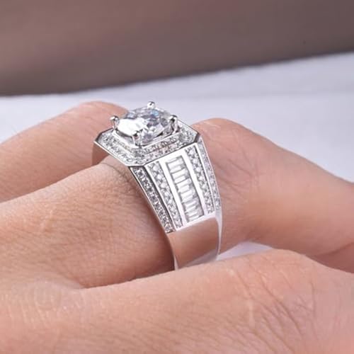 14K Gold Bold Men's 1 Carat D-color VVS1 Diamond Wedding Ring, Bling Rings for Men, Father's Day Gift for Your Father (14K,10.25)