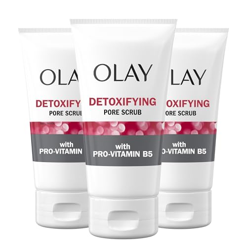 Olay Detoxifying Pore Scrub, Exfoliating Face Wash with Pro-Vitamin B5, 5 oz (Pack of 3)
