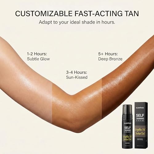 Self Tanning Mousse,Vegan Express Self Tanner,Sunless Tanner,Streak Free,Fast Drying&Moisturizing,Quick Natural Golden Tan for All Skin Types,200ml/6.7 fl oz