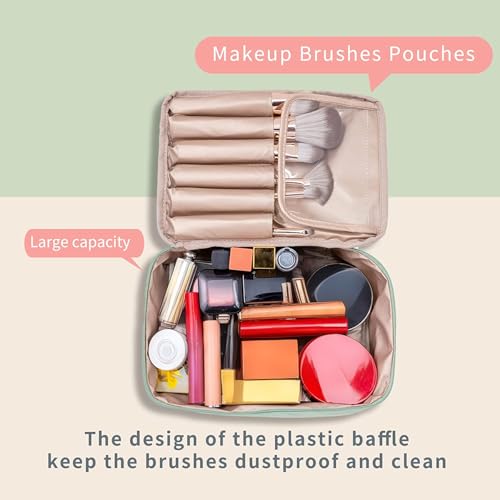 Queboom Travel Makeup Bag Cosmetic Bag Toiletry Bag for Women & Men, Green