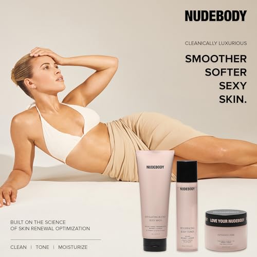 Nudestix Exfoliating Butter Body Wash – 3-in-1 Foaming Cleanser, Body Scrub & Skin Renewing Treatment with Salt, AHA/BHA & Tangerine Butter | Clean, Vegan & Scented with Lavender & Bergamot