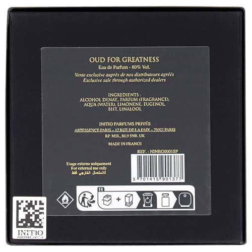 INITIO PARFUMS PRIVÉS - Oud for Greatness - 3.04 Fl Oz - Eau De Parfum Unisex - Main notes Natural Oud Wood, Agarwood Oil, Lavender, Saffron, Patchouli, Musk - 90ml