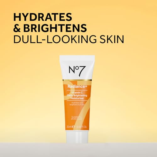 No7 Radiance Trio Gift Set - Includes Radiance+ Brightening Vitamin C Face Moisturizer, 15% Vitamin C Facial Serum, and Daily Energizing Exfoliating Face Wash (3 pieces)