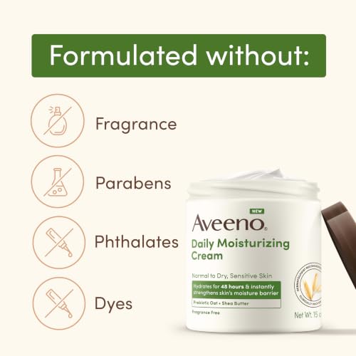 Aveeno Daily Moisturizing Cream for Normal, Dry, Sensitive Skin, 20 Oz
