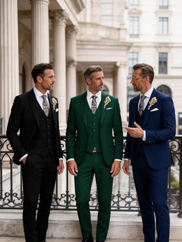 Wangyue Men 3 Piece Suit Sage Green Suits for Men Dinner Party Tuxedo Wedding Suit Groom Groosman, L